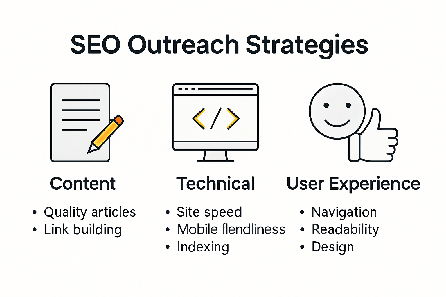 Infographic showing modern SEO outreach strategy components and workflow