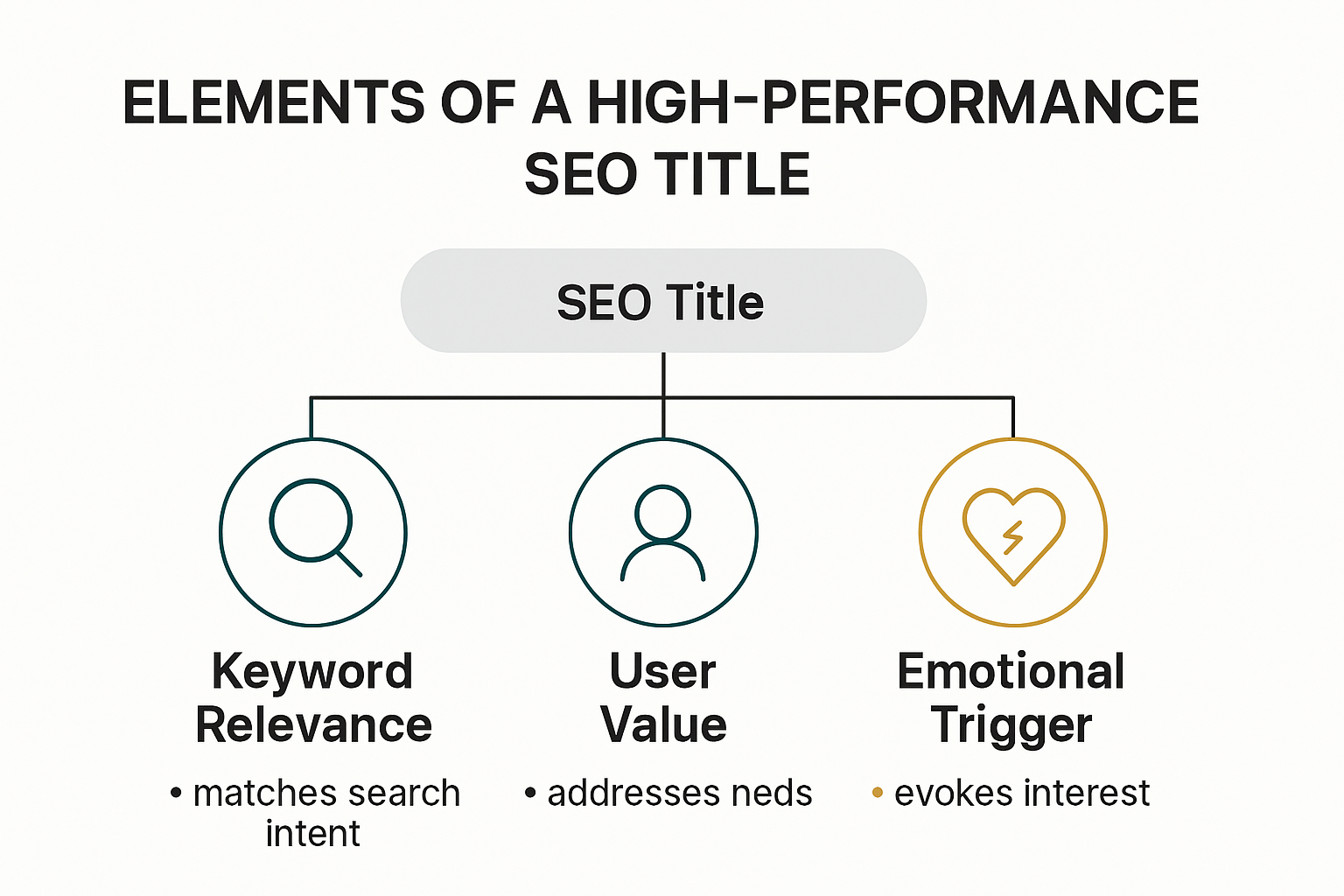 Infographic showing core SEO title elements and examples