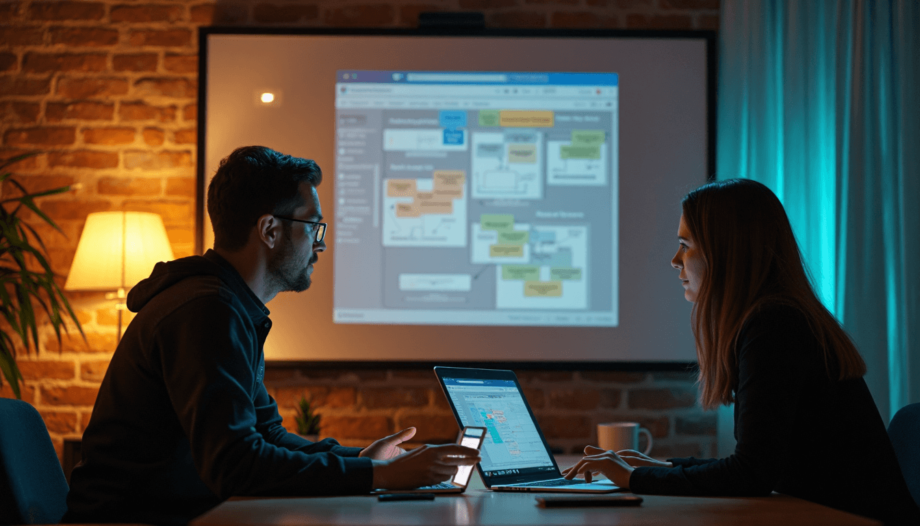 Team working on technical SEO at computer workspace