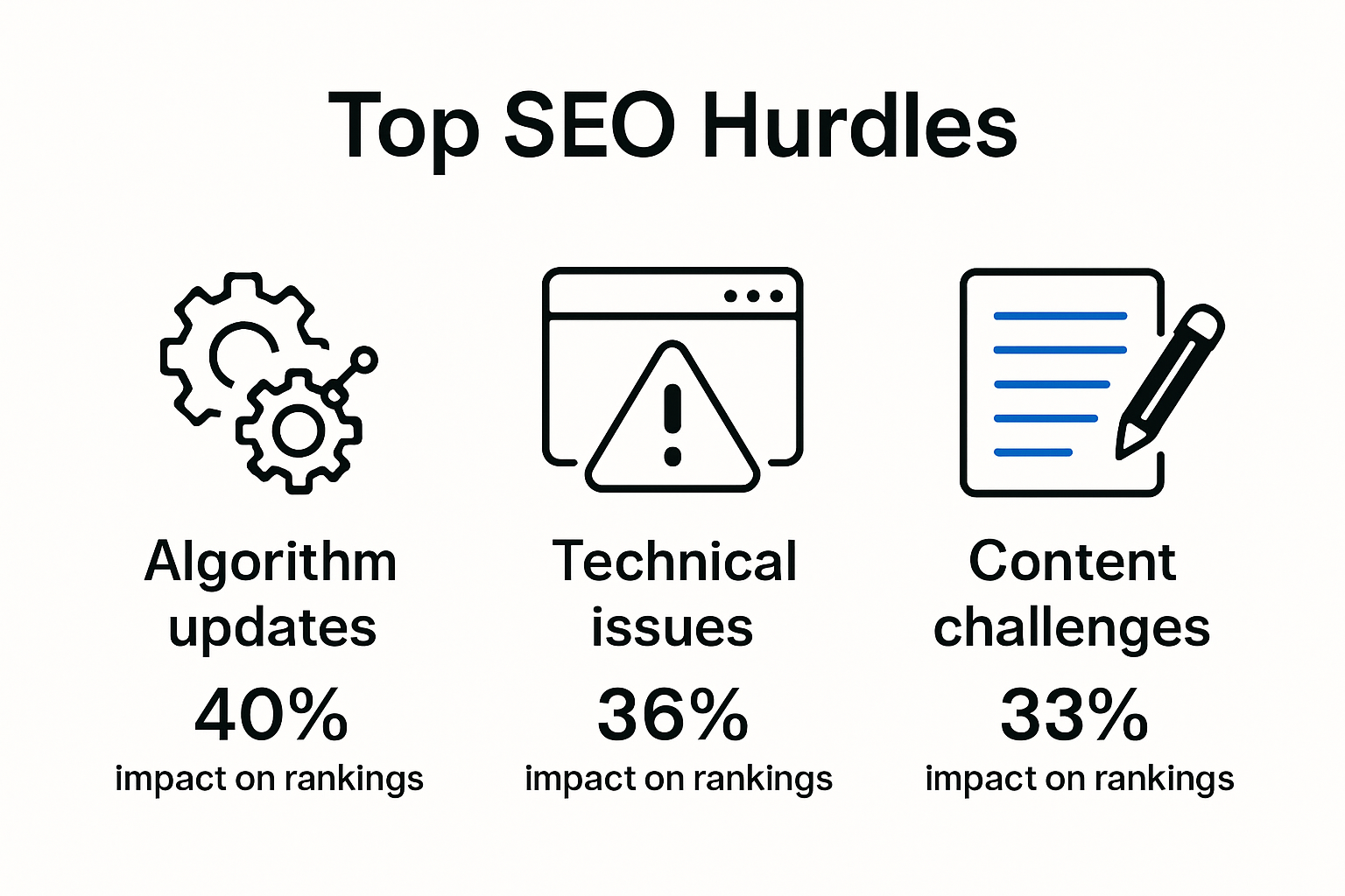 Infographic of common SEO hurdles and their impact