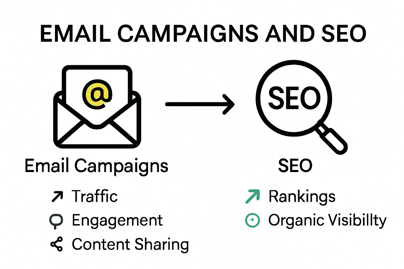 Infographic showing how email campaigns benefit SEO efforts