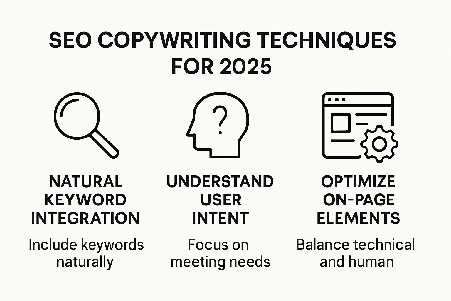 Infographic summary of SEO copywriting techniques for 2025