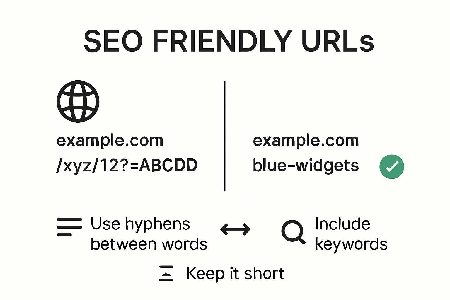 Infographic showing SEO friendly URL examples and best practices