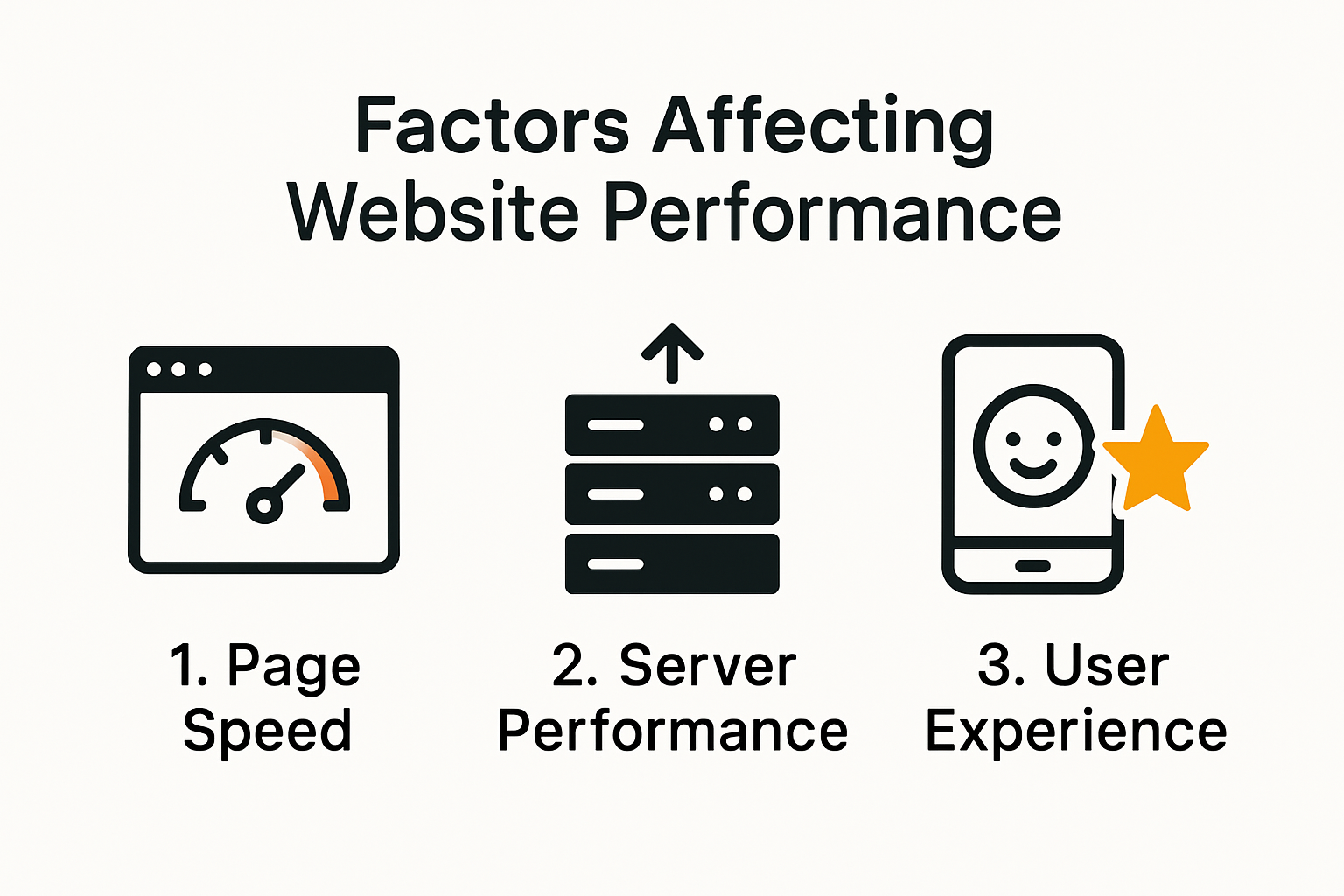 Infographic showing key website performance factors
