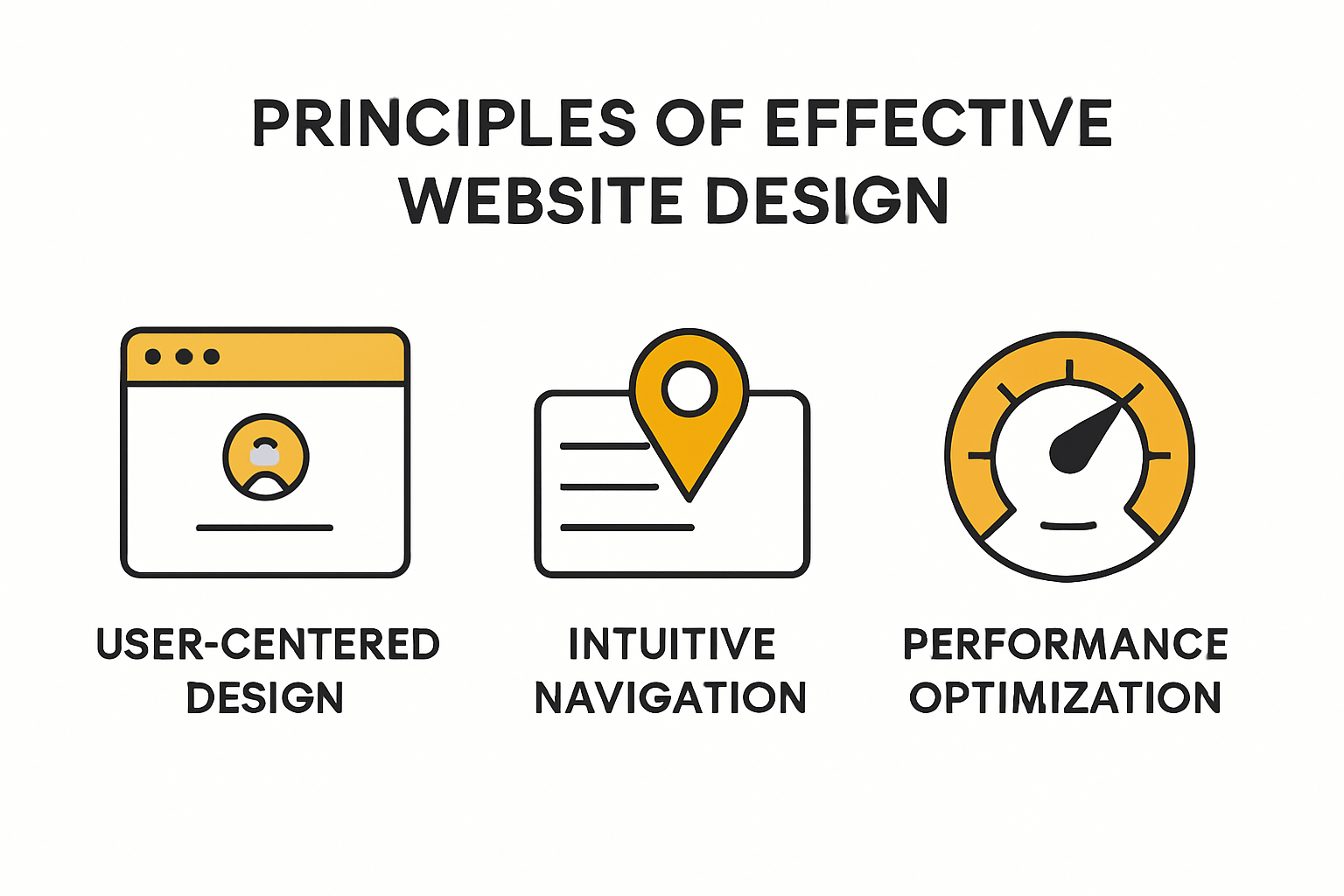 Five principles of effective website design infographic