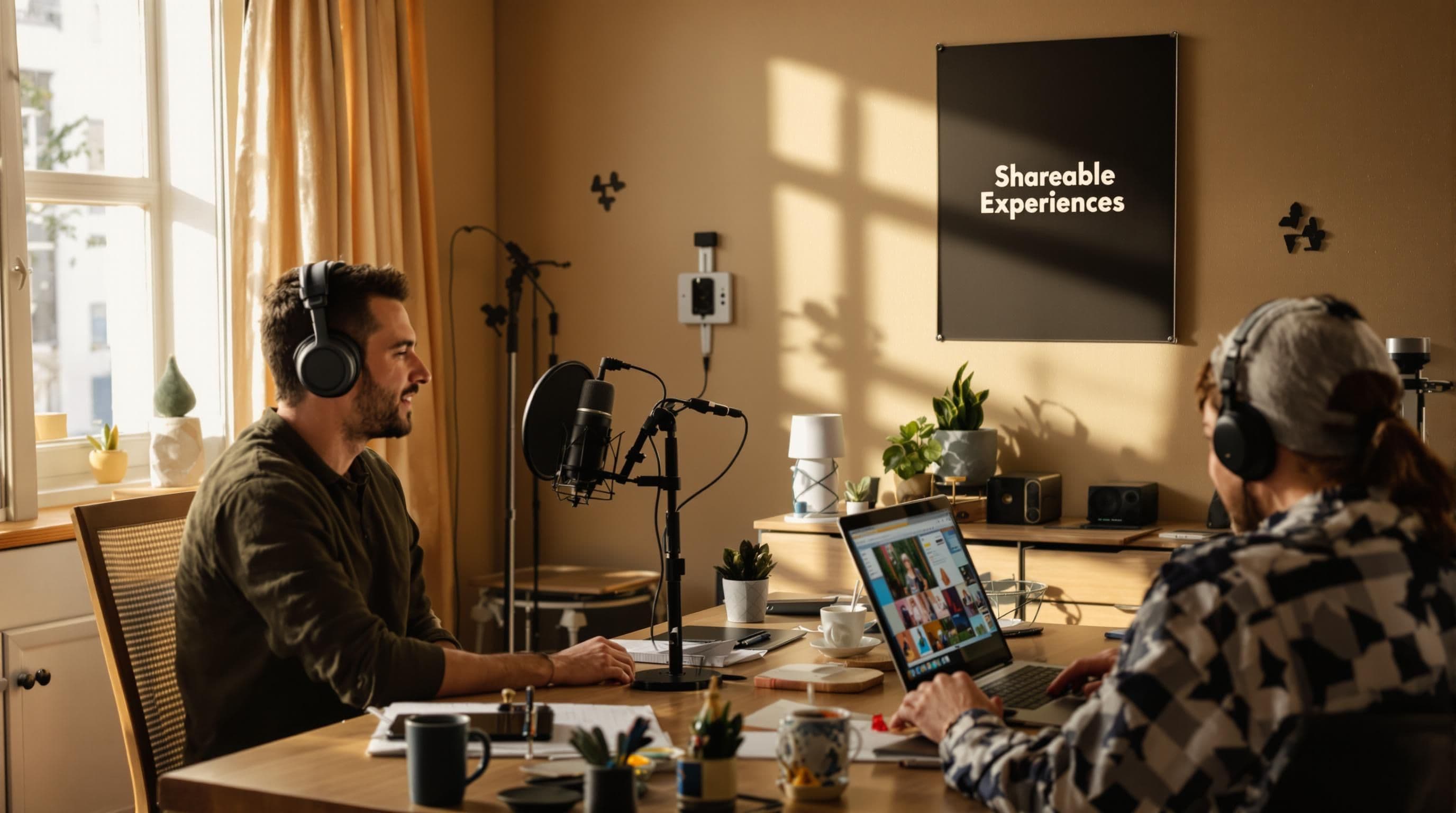 Podcasting and video editing scene shows shareable experiences