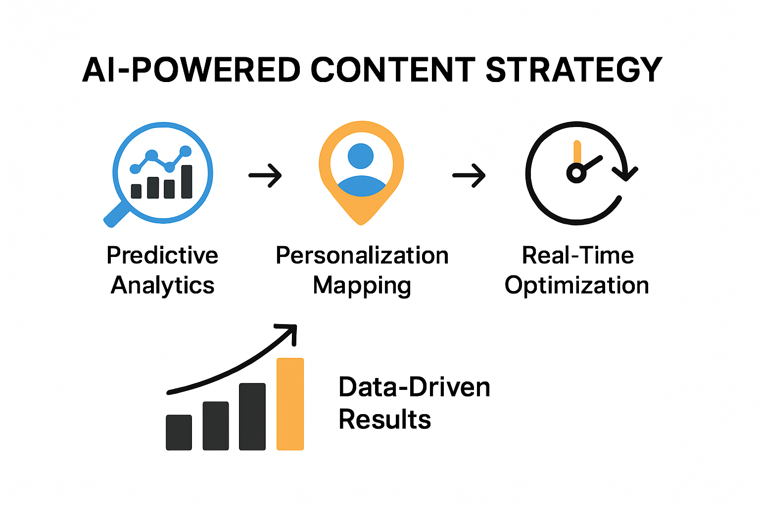 Infographic showing AI-driven content strategy process