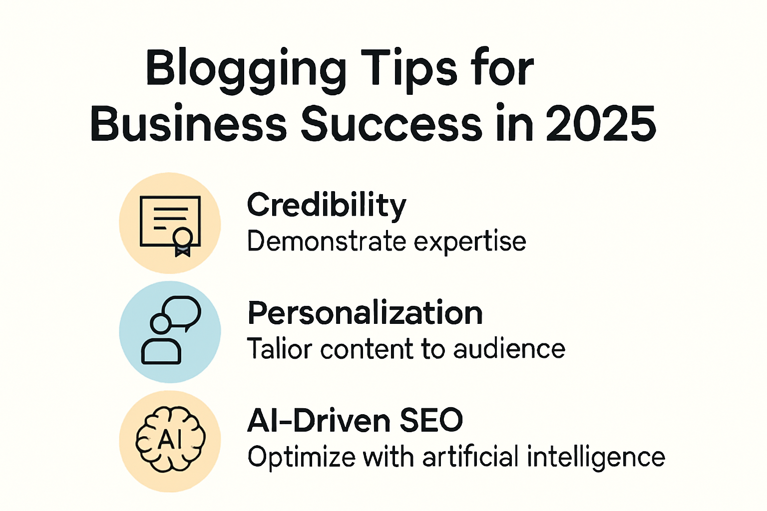 Infographic summarizing effective blogging tips for businesses in 2025