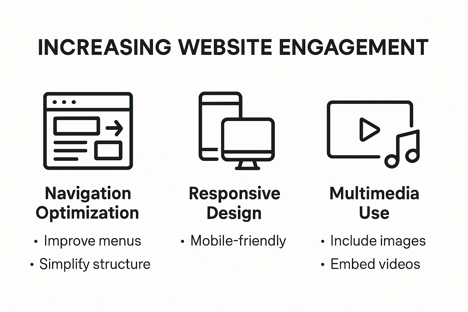 Infographic showing key ways to increase website engagement