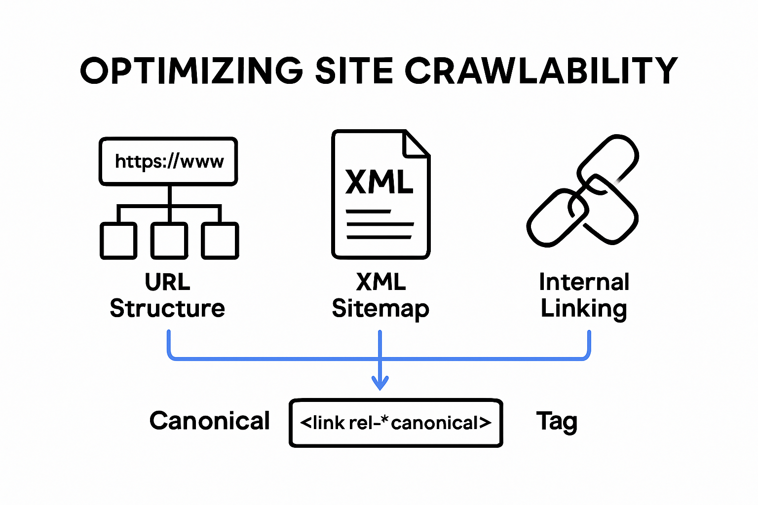 Infographic on technical SEO elements for site crawlability and indexing