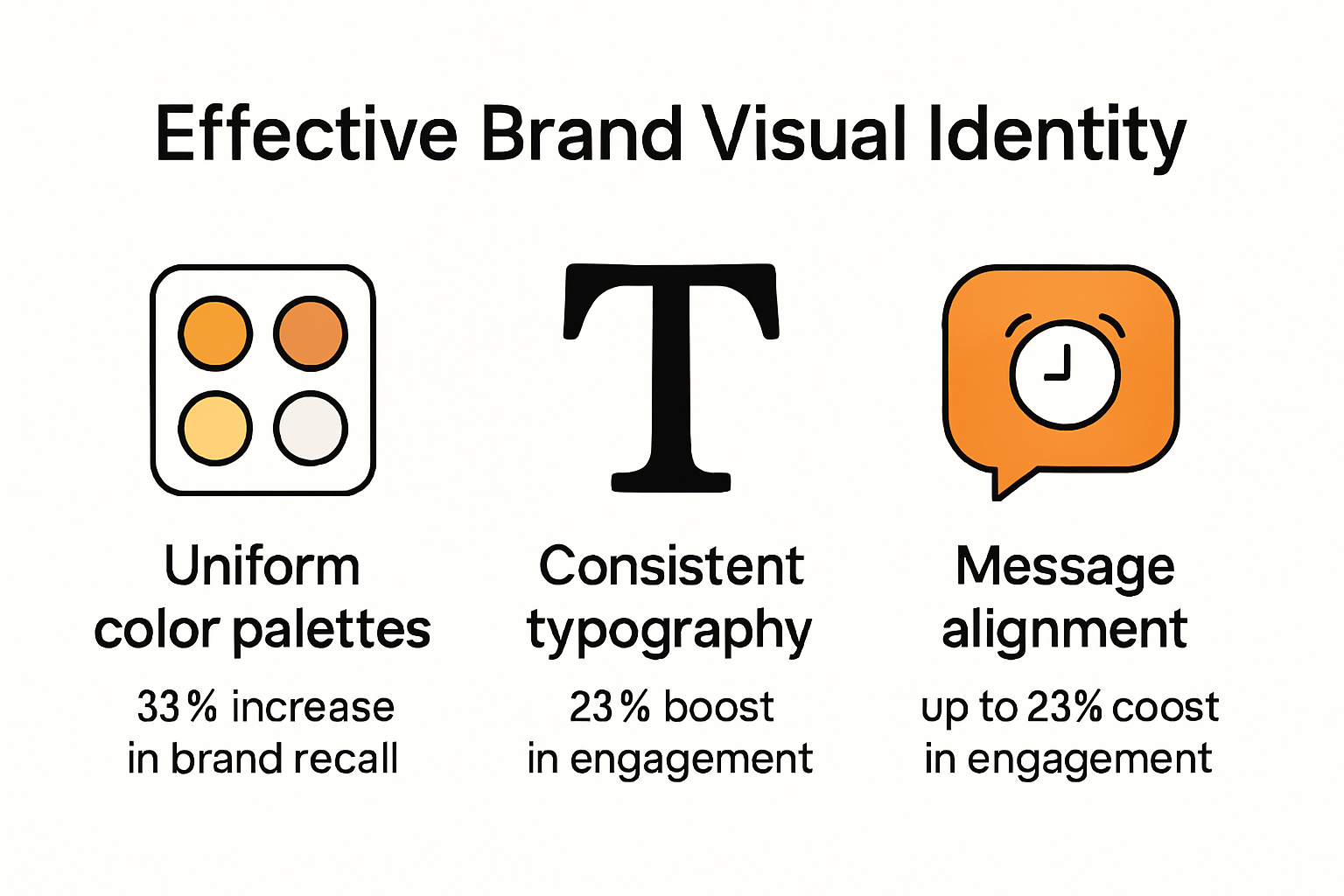 Infographic showing key elements of brand visual identity and consistency