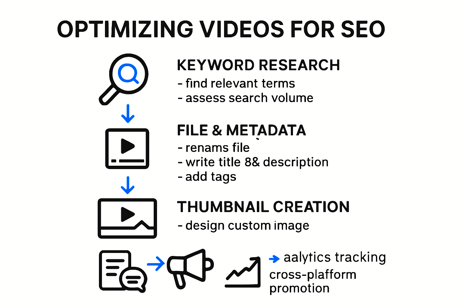 Infographic showing steps to optimize videos for SEO