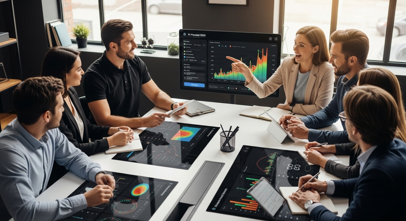 AI SEO teamwork, small business analytics