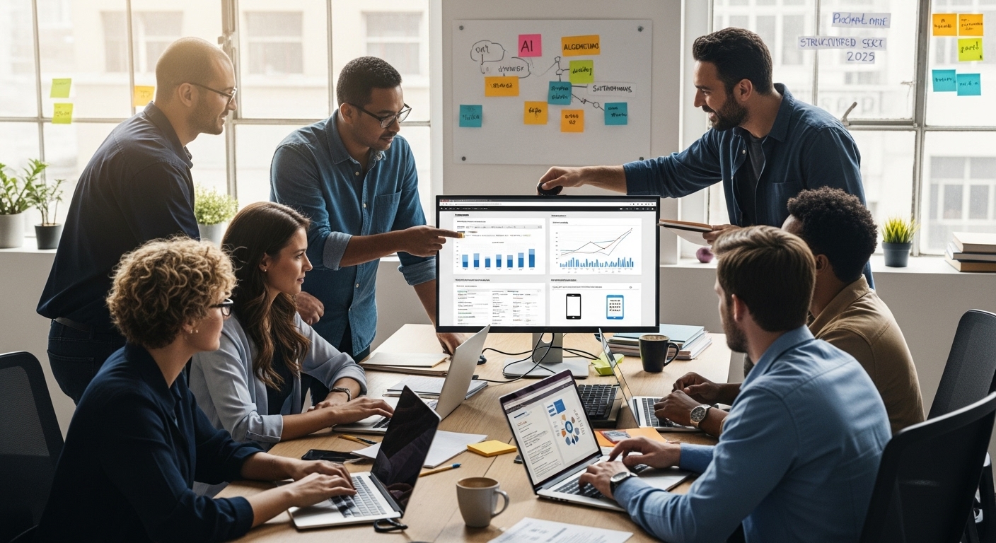 SEO best practices, digital marketing teamwork, analytics