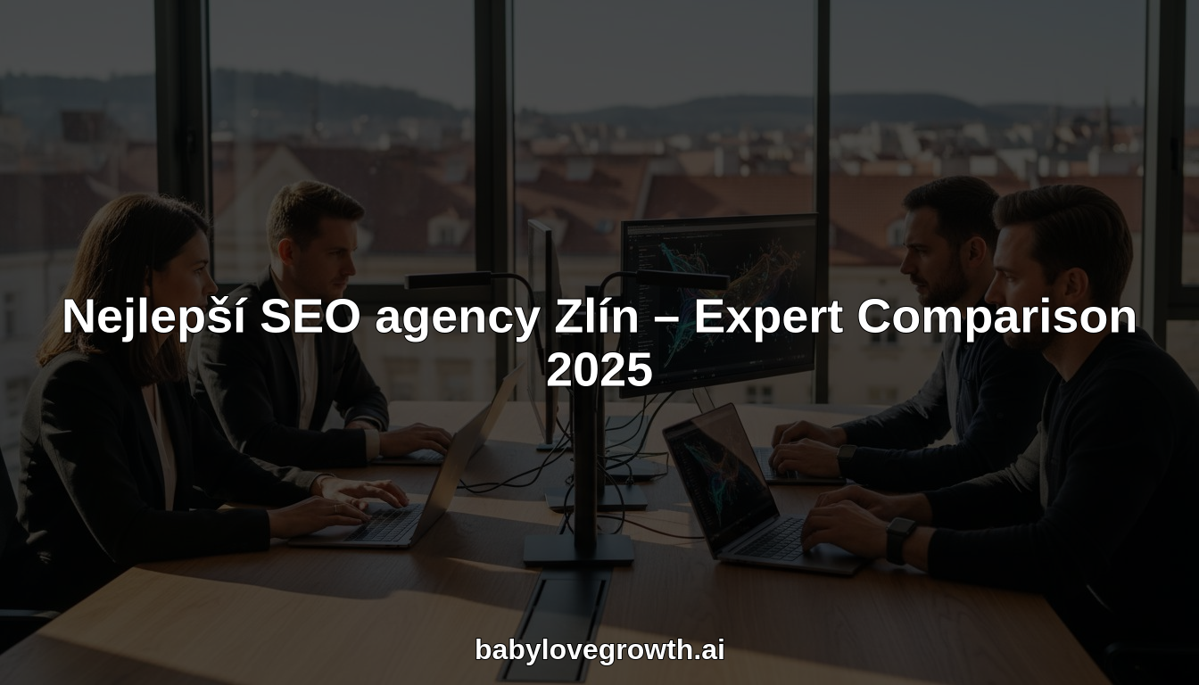 SEO agentura ve Zlíně, moderní kancelář s týmem u pracovního stolu, na monitorech grafy bez textu