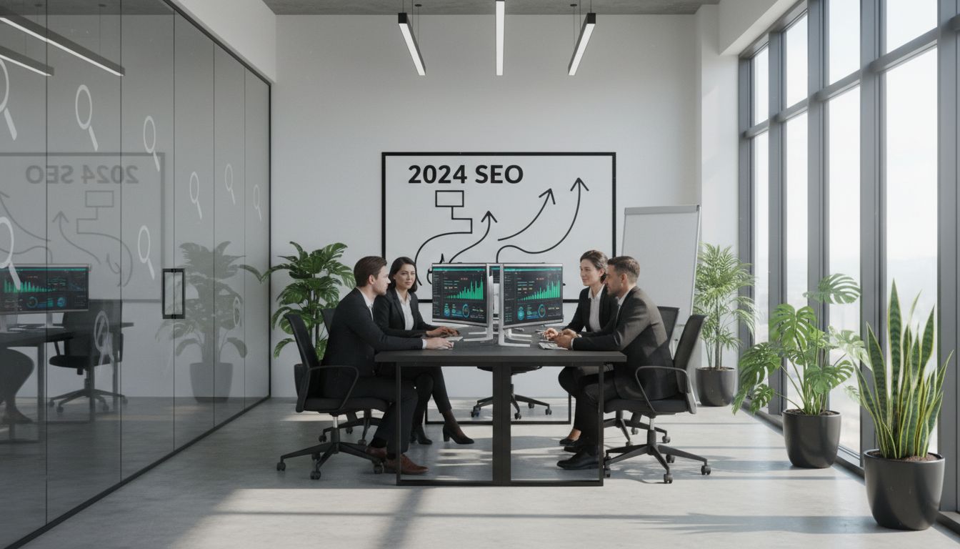 Modern office focused on digital SEO strategy