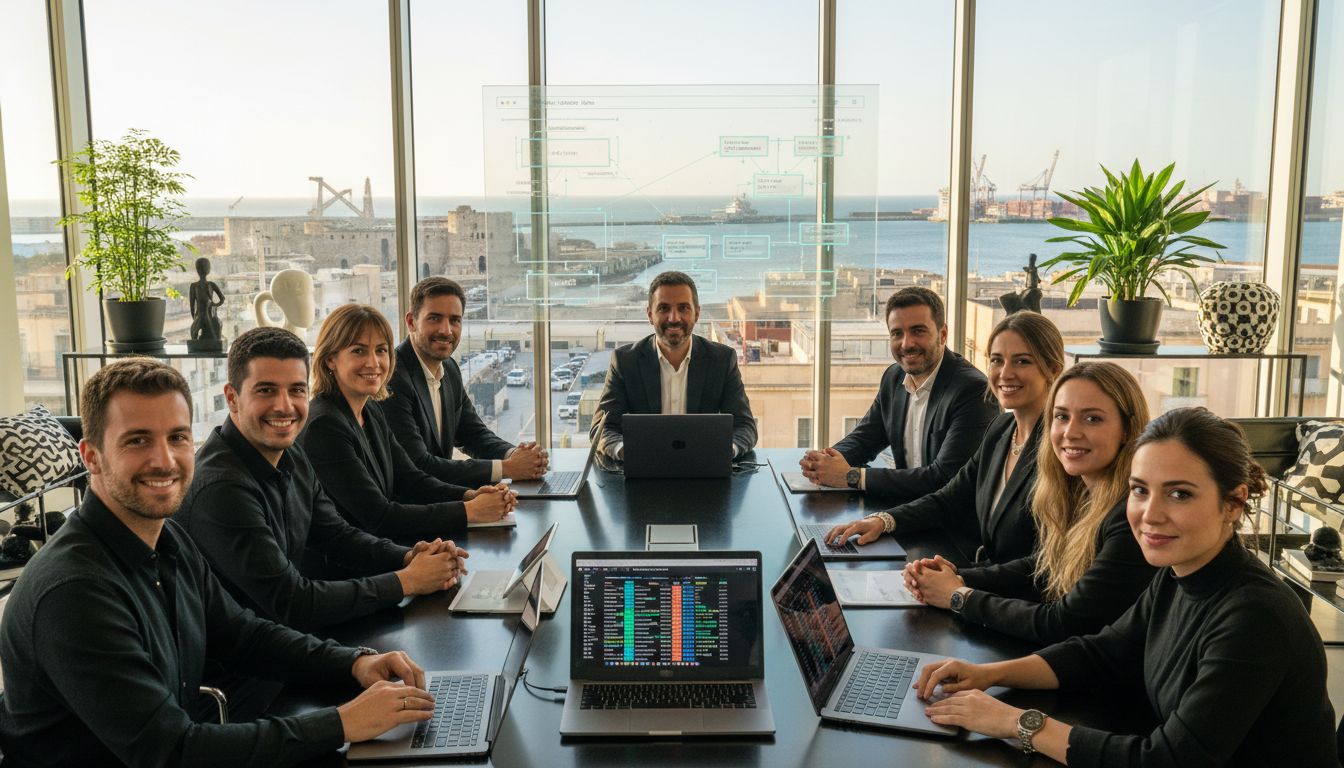 SEO experts collaborating in modern Taranto office