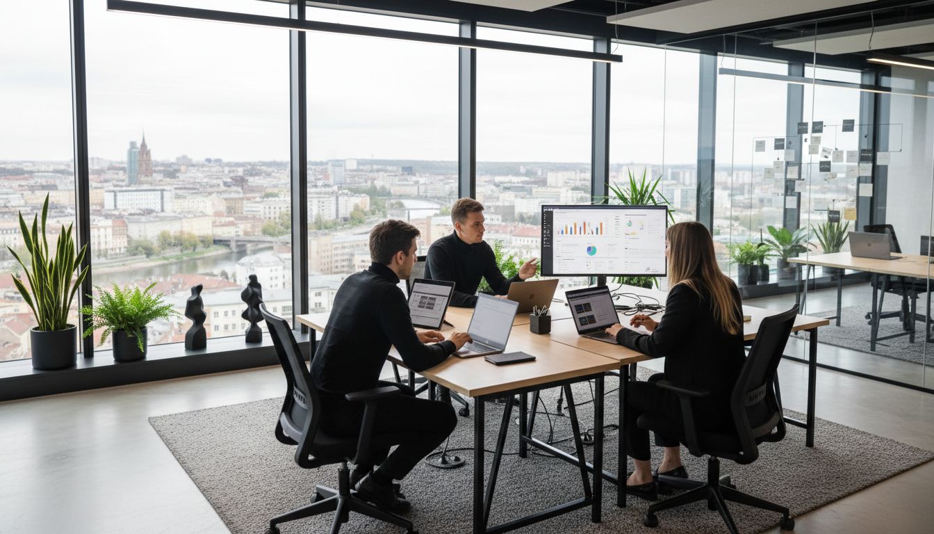 Modern SEO agency team collaborating in Frýdek-Místek office