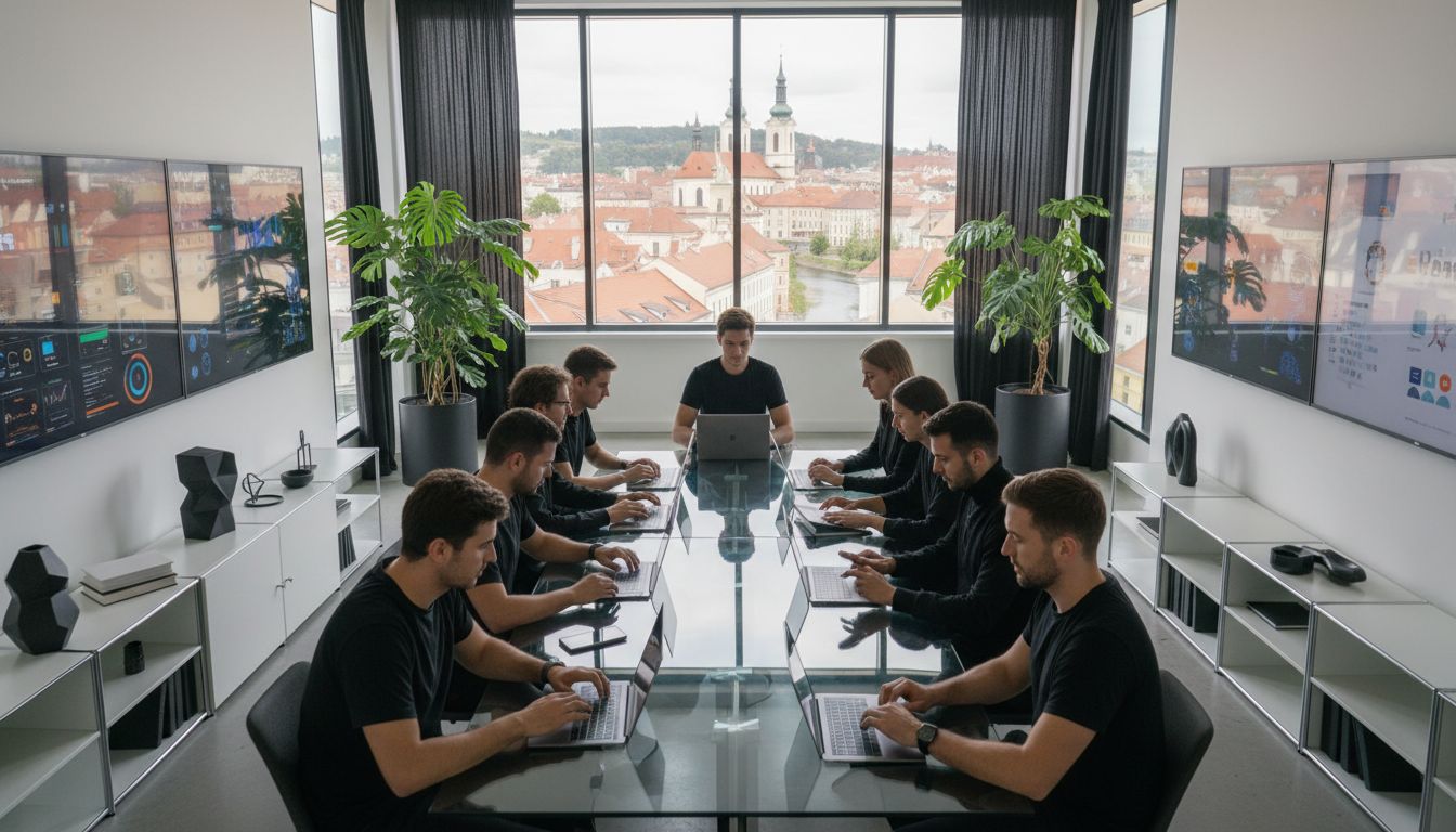 Modern digital marketing agency team collaborating