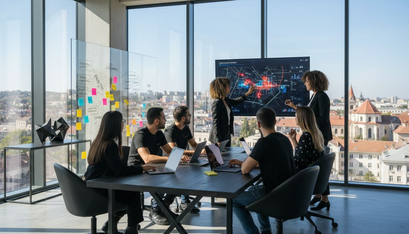 Marketing team planning in high-tech office Târgu Mureș