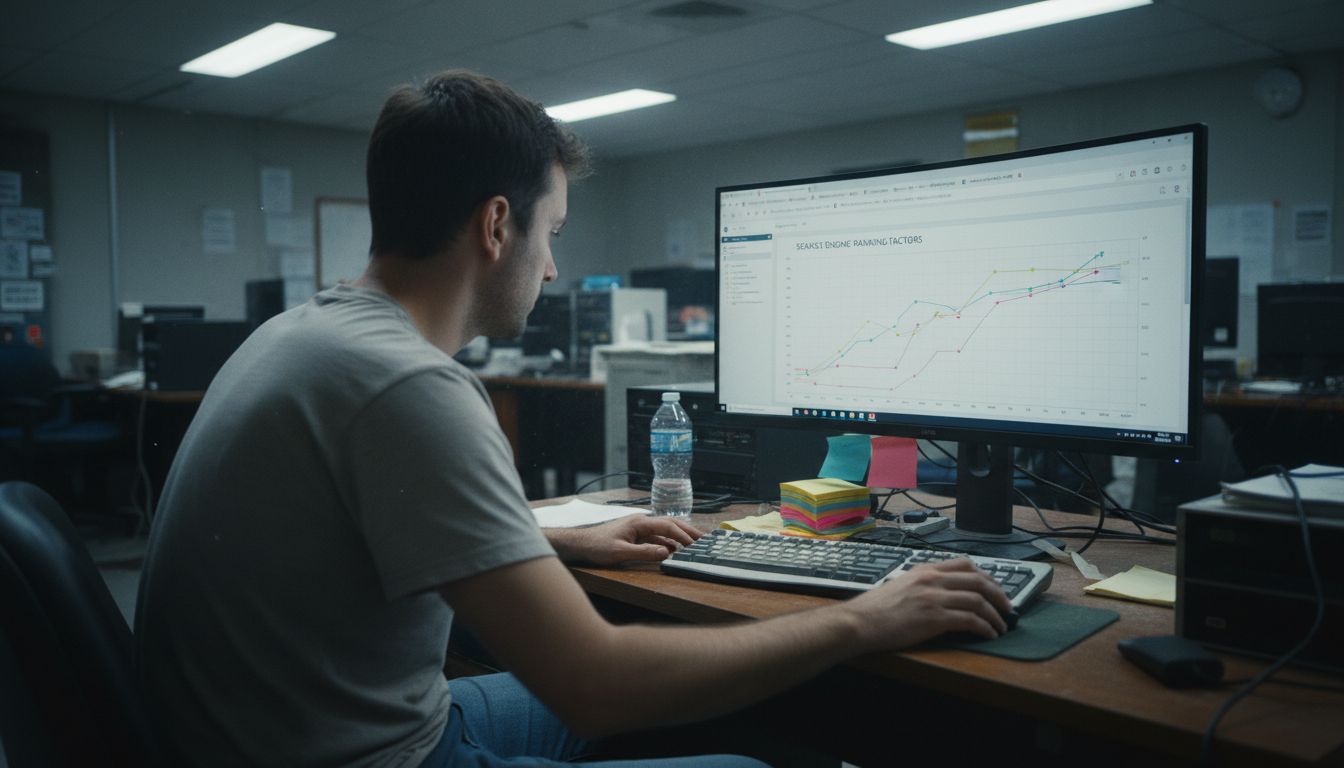 Analyst viewing search ranking factors graph