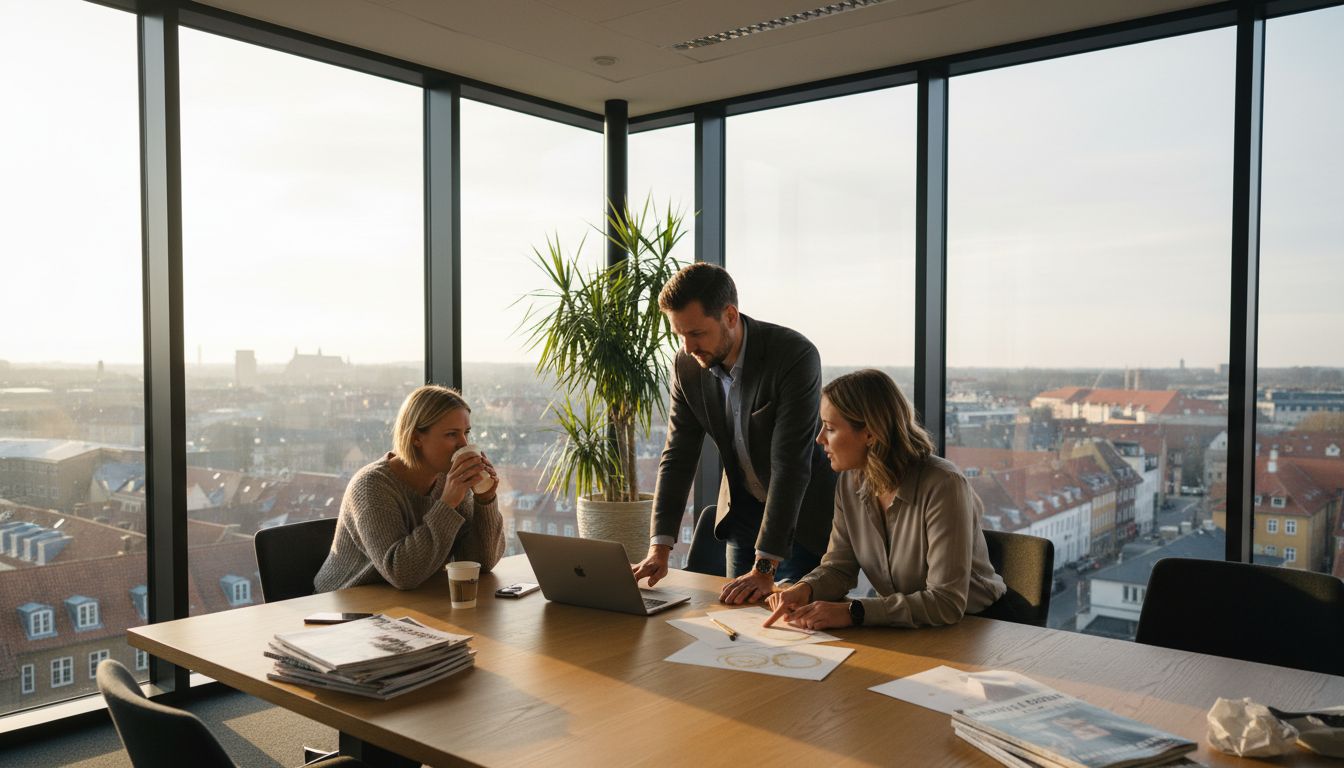 Marketing team meeting in Viborg office