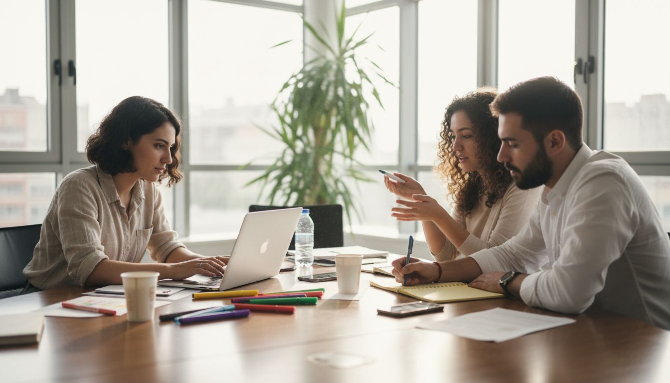 Marketing team collaborating in Komotini office