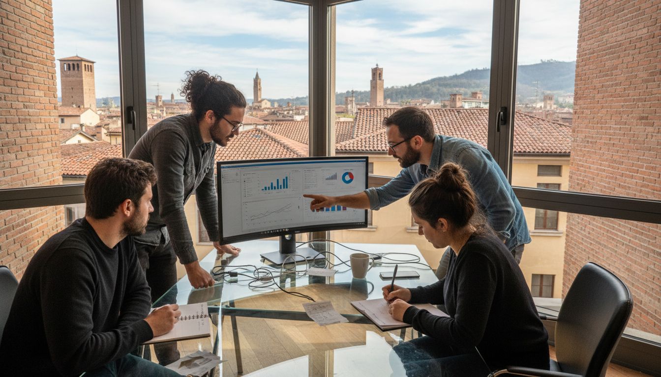 Digital marketing team collaborates in Brescia office