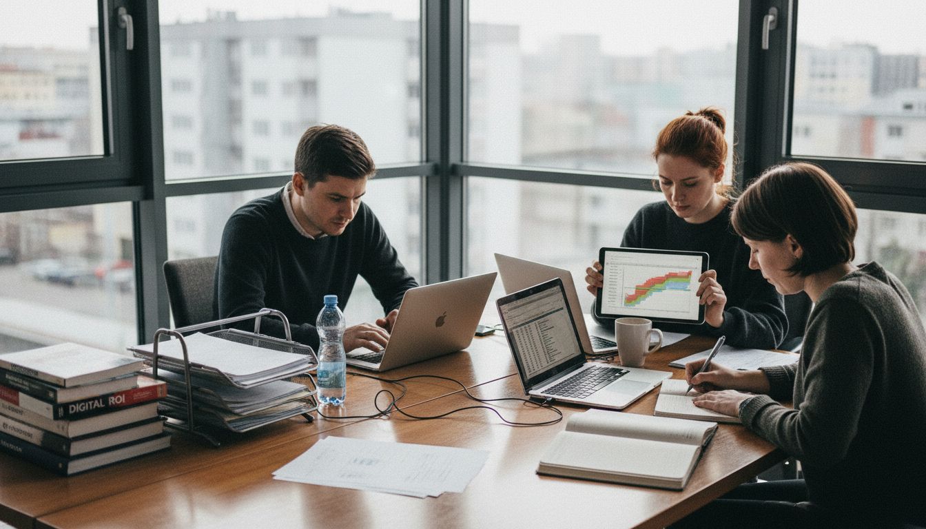 Marketers collaborating in Kielce agency office
