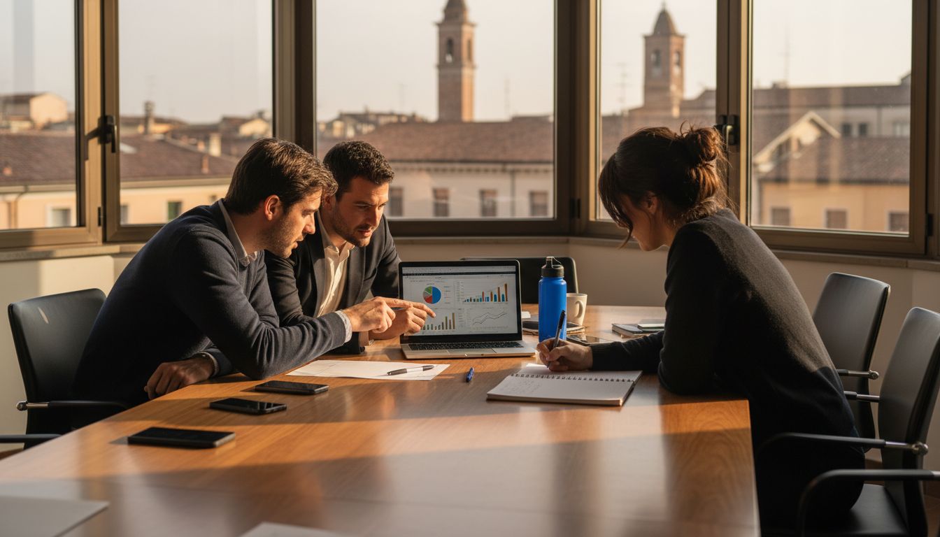 SEO agency team working in corner office Parma