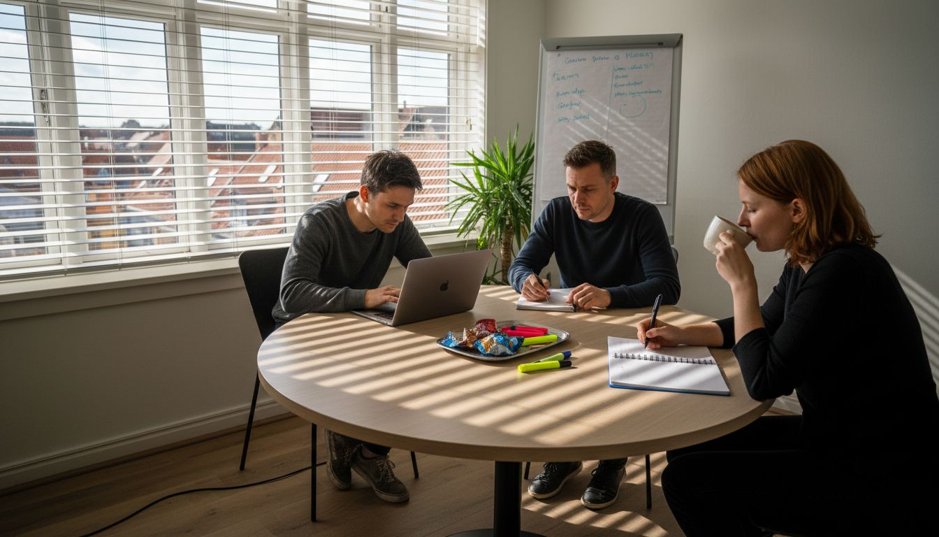 SEO agency teamwork in bright Køge office
