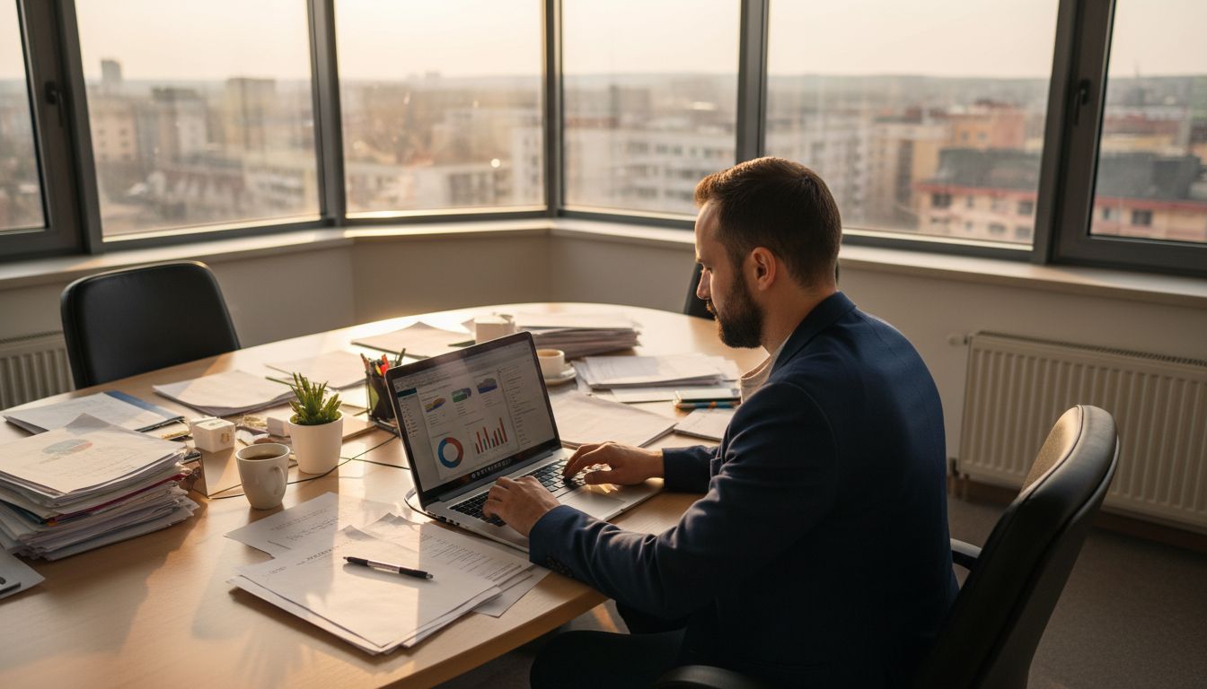 Digital marketer working in Buzău agency office