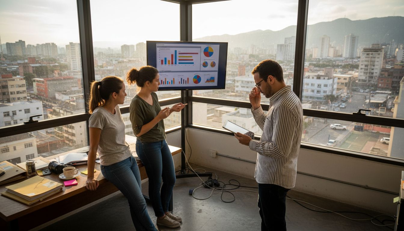 Marketing team collaborating in Duque de Caxias office