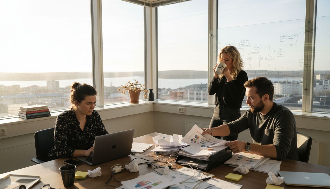 Team collaborating in Växjö agency workspace