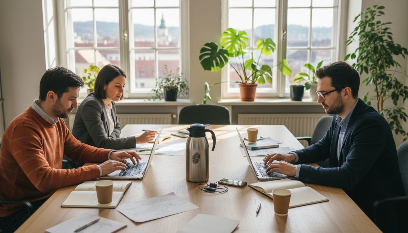 SEO team collaborating in Eger office