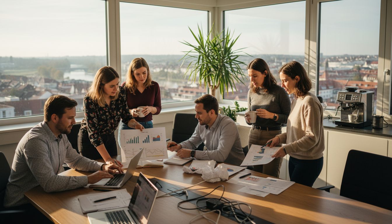 Marketing team collaborating in Bonn office