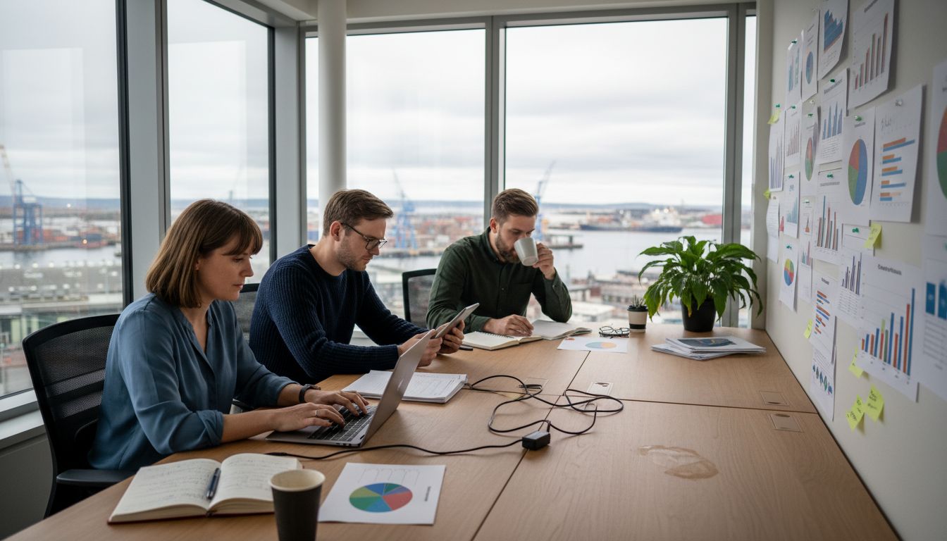Digital marketing team collaborating in Larvik office
