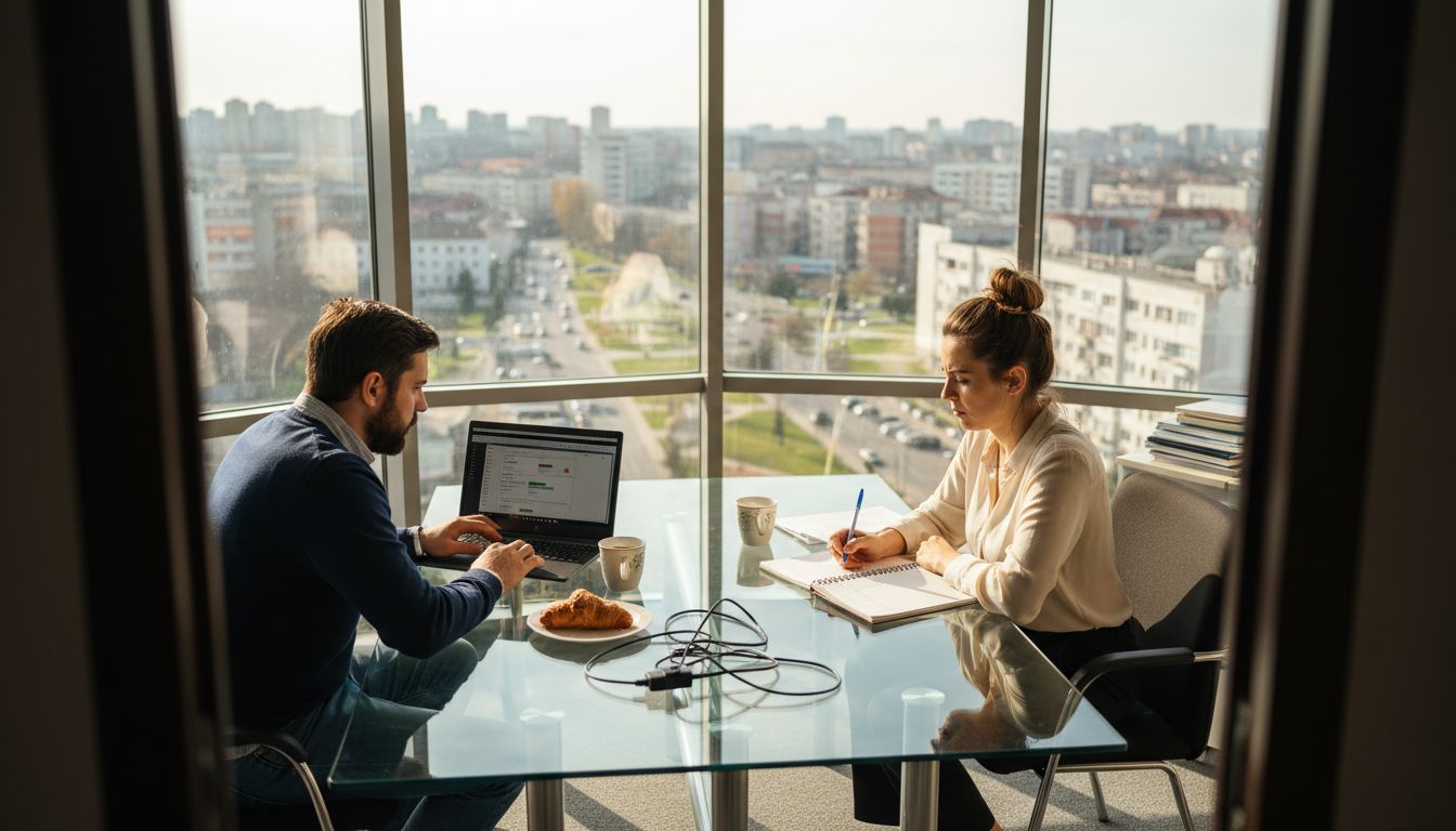 Team working at corner office marketing agency Botoșani