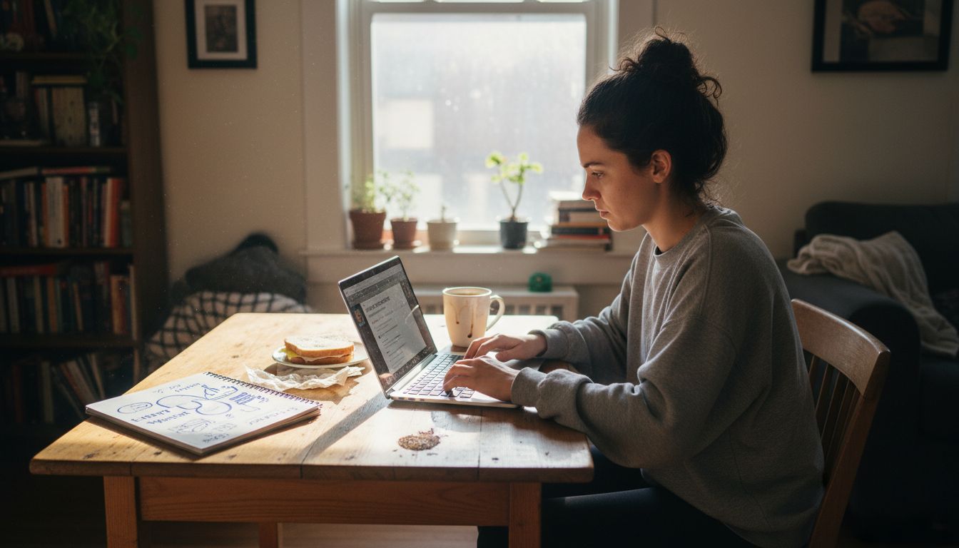 Freelancer building Google Site at home