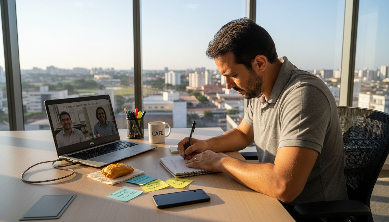 Equipa da agência de marketing a trabalhar no escritório de Teresina