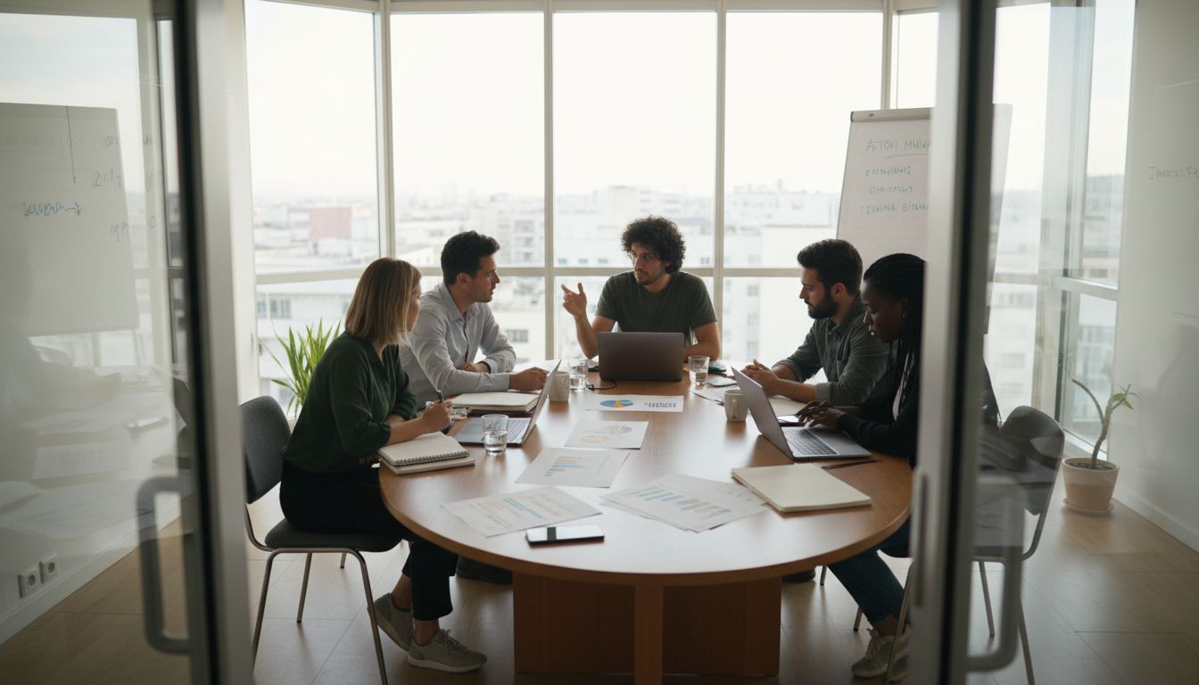 Συνάντηση της ομάδας digital marketing στο γραφείο της γωνίας