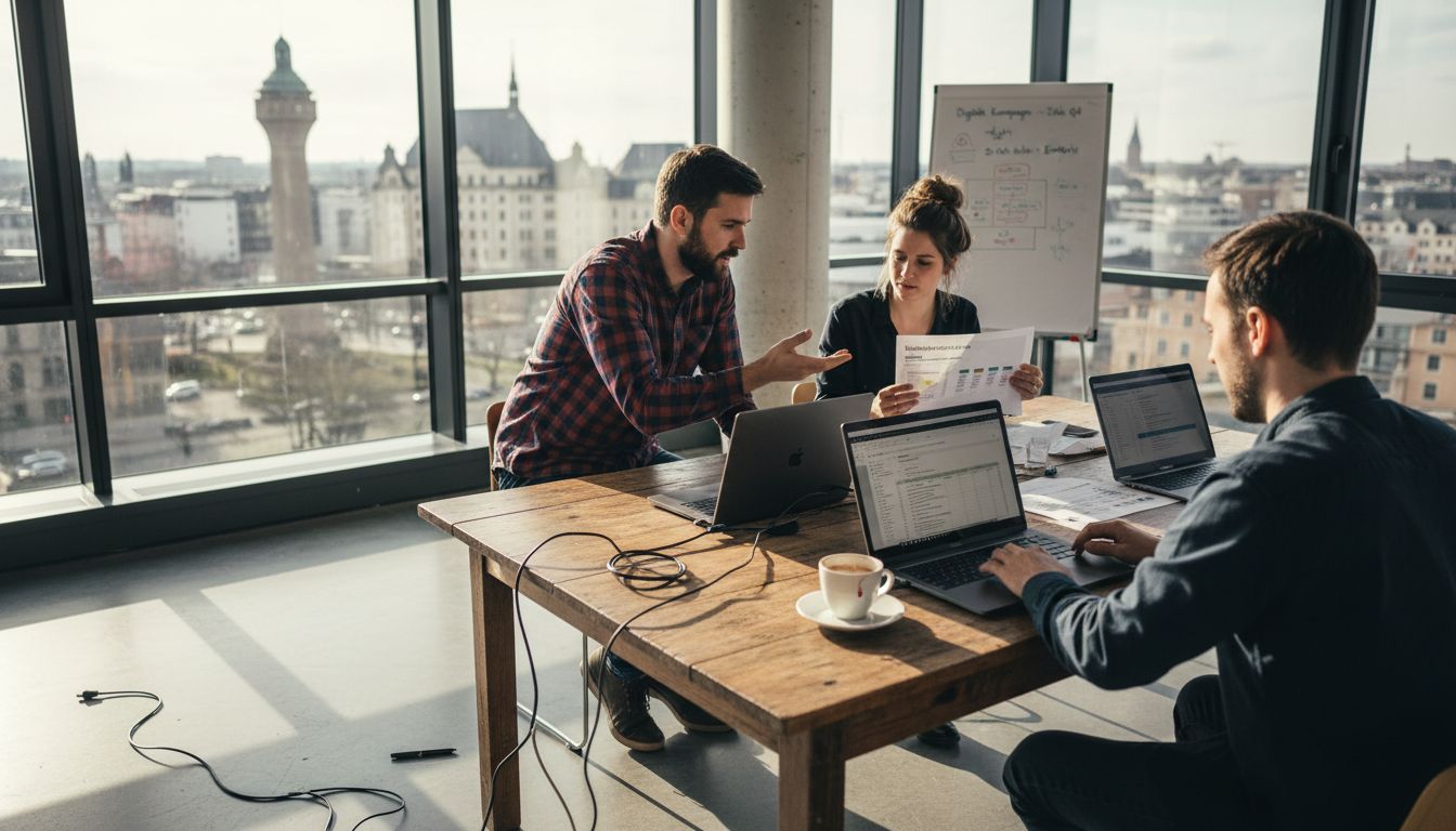Das SEO-Team arbeitet gemeinsam im Mannheimer Büro an neuen Strategien.