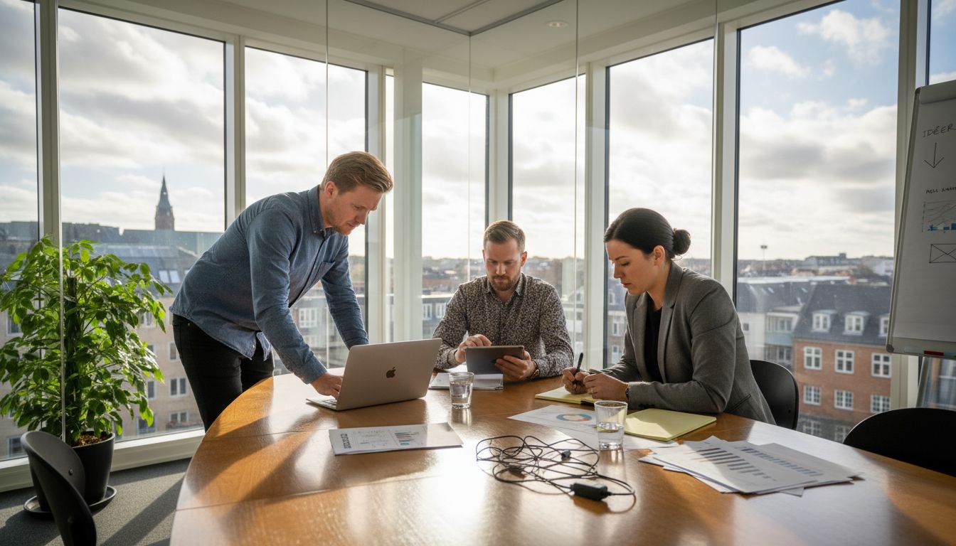 SEO-teamet holder møde i det lyse kontor