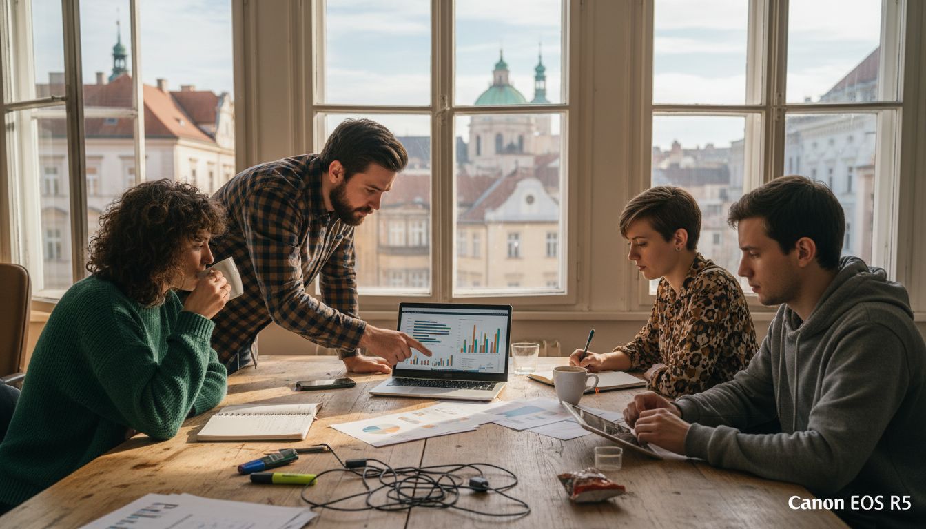 Tým v karlovarské kanceláři řeší strategii digitálního marketingu.