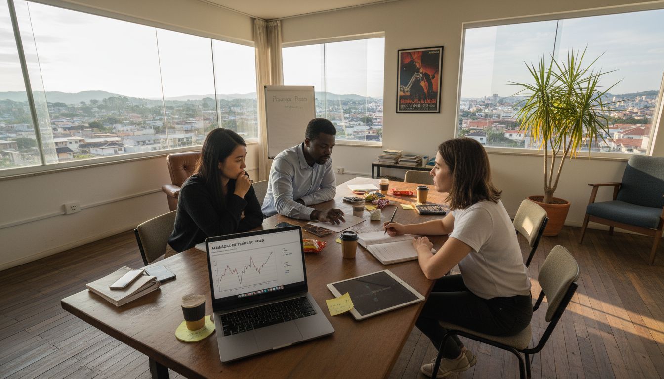 Equipa de uma agência de SEO a colaborar no escritório de Nova Iguaçu