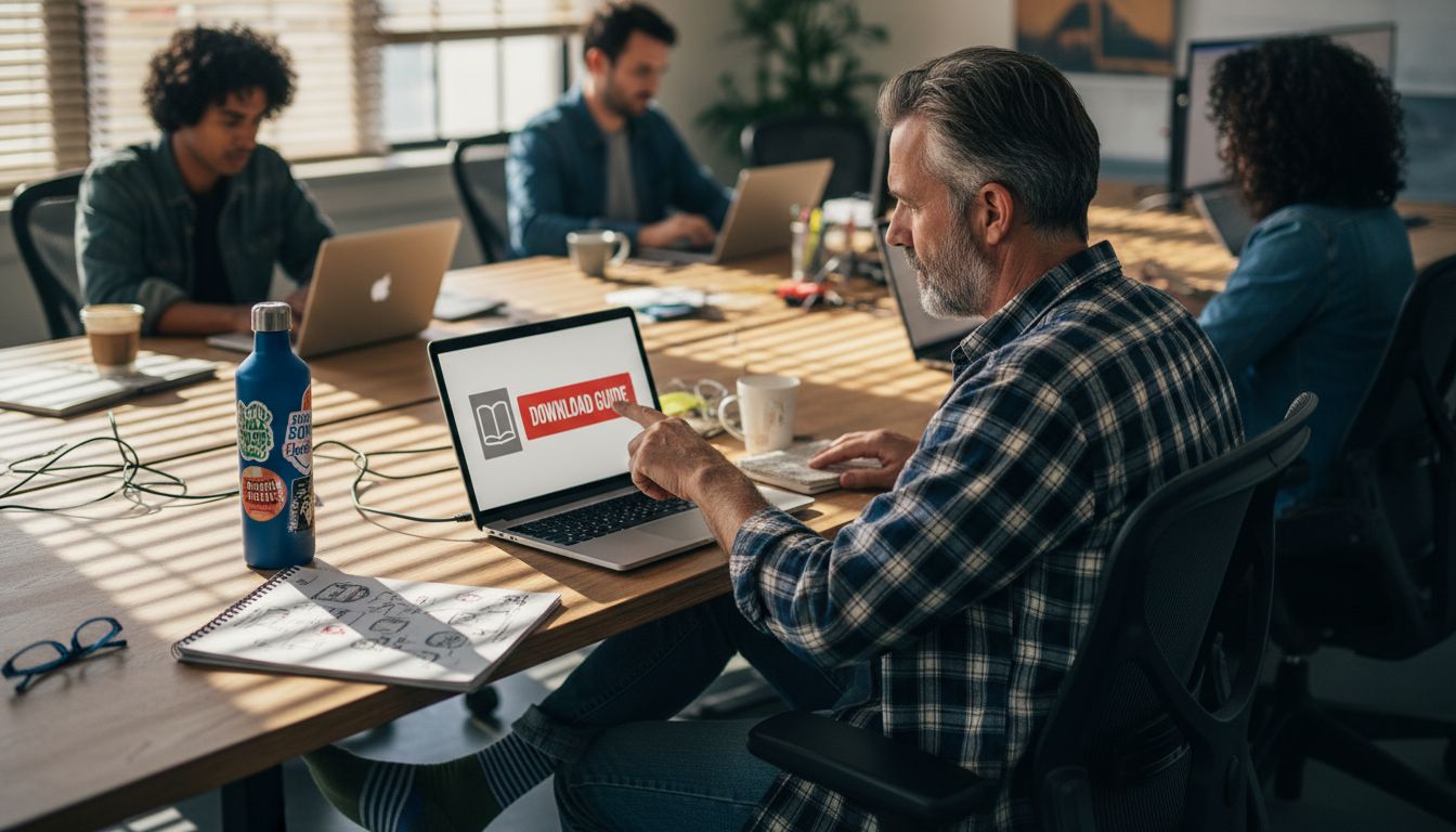 Man interacting with call to action at desk