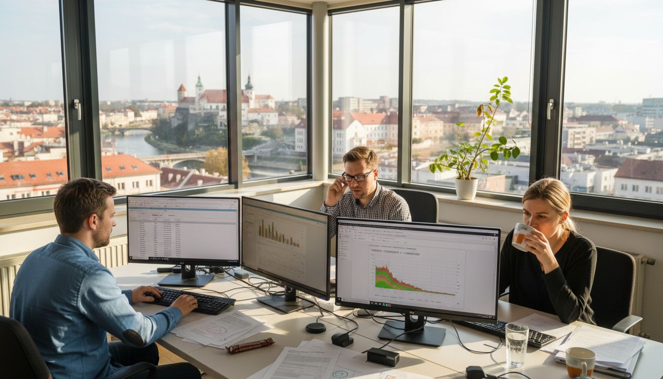 SEO tým společně pracuje v přerovské kanceláři