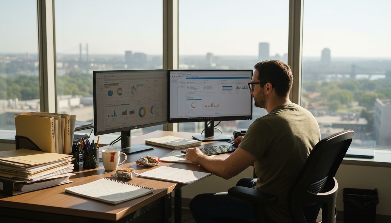 Writer focused on SEO analytics at desk