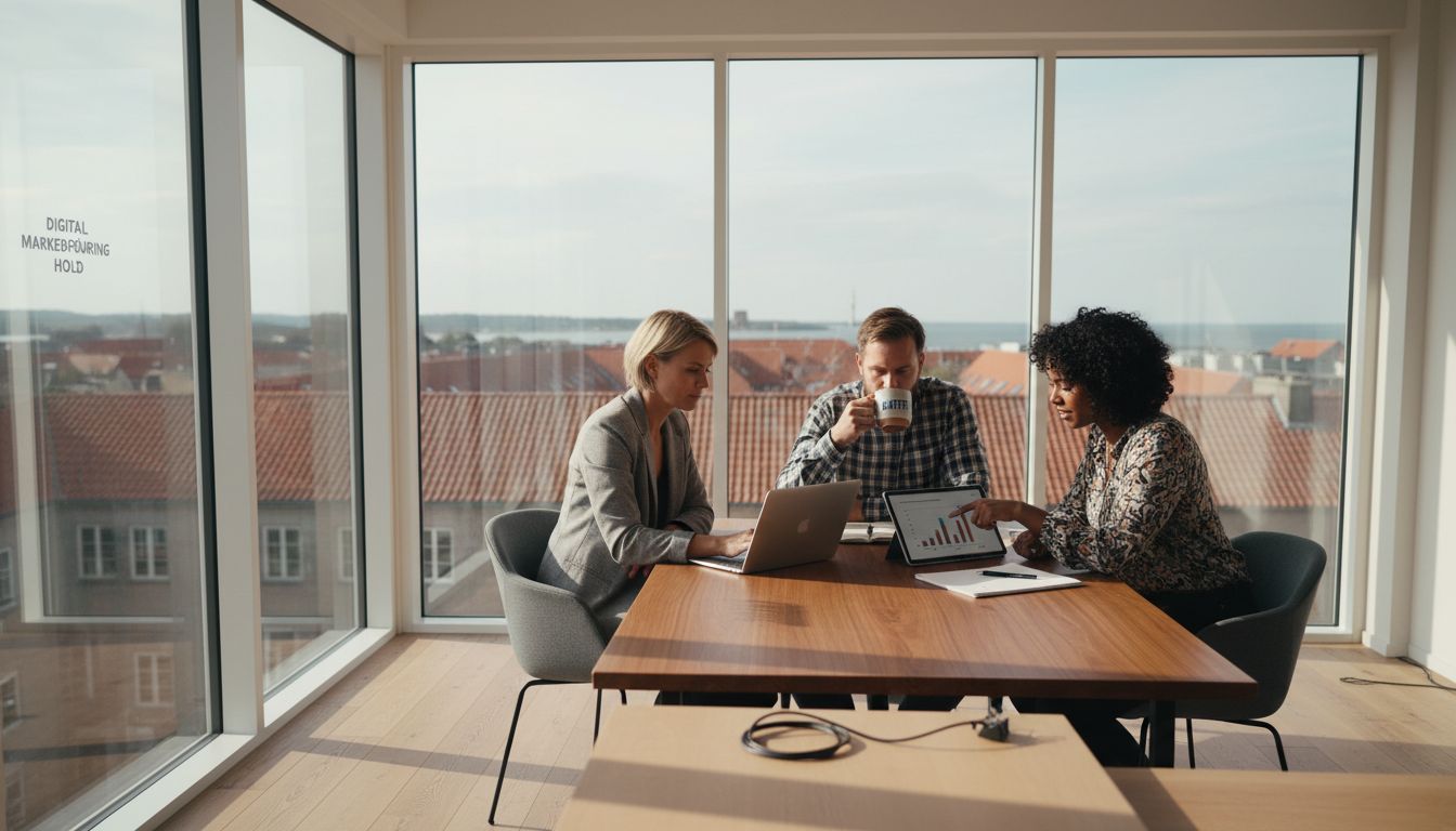 Digitale marketingfolk samles til møde på det lyse kontor i solrige Sønderborg.