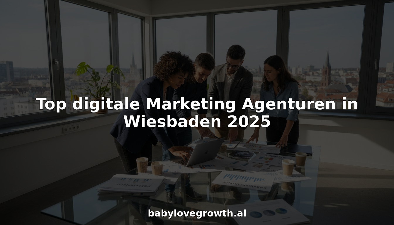 Marketing-Team trifft sich zur Besprechung im Bürohochhaus in Wiesbaden.